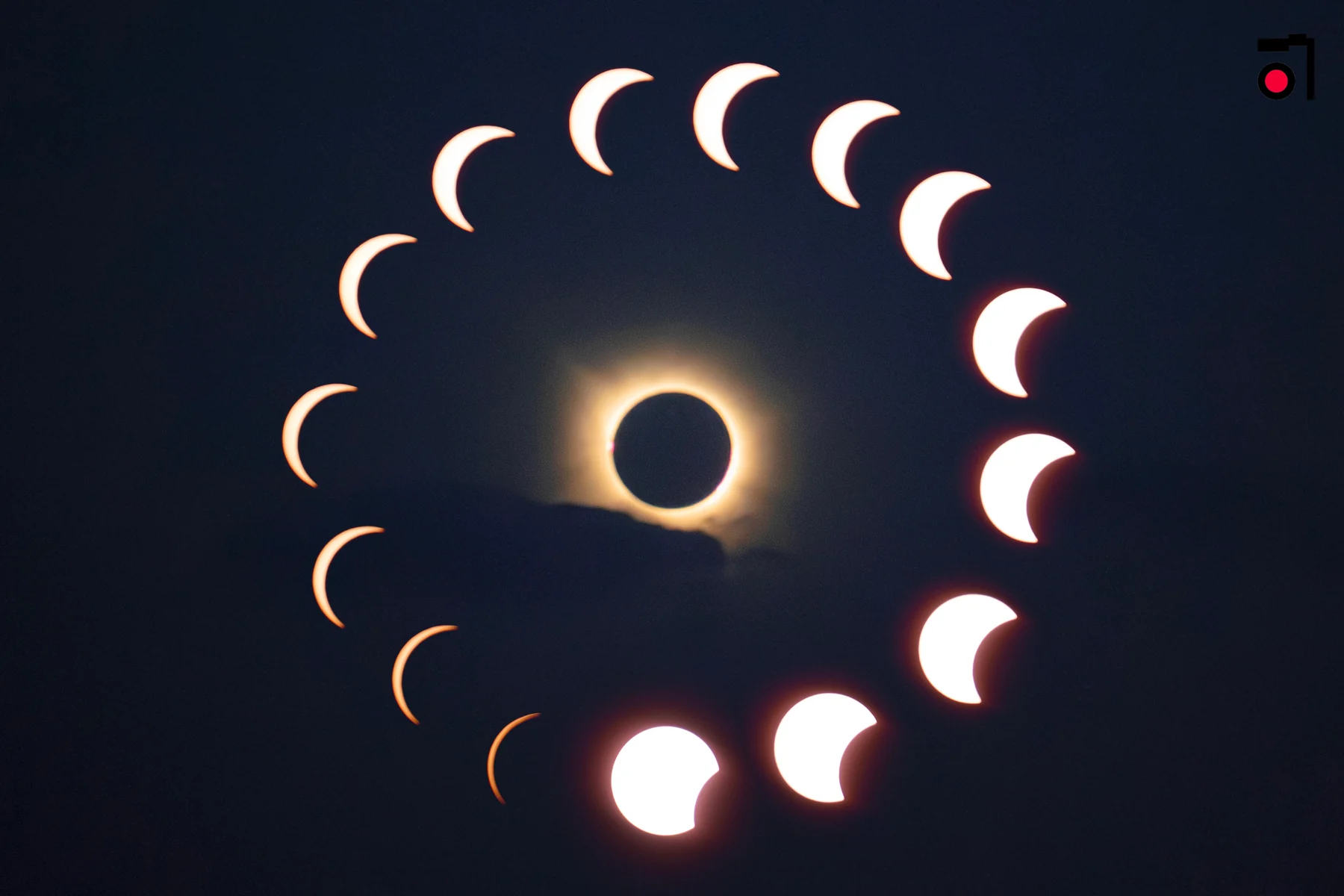 Impresión fotográfica Eclipse, secuencia de un eclipse solar alrededor de la totalidad